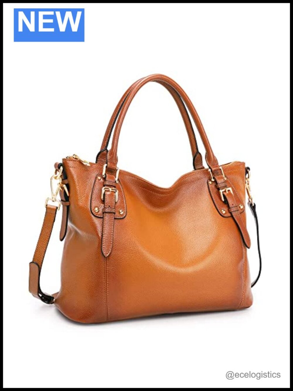 Large Leather Satchel Tote Bag with Adjustable Strap